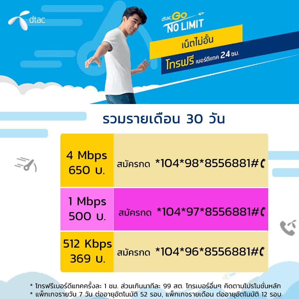 😎 รวมเน็ตดีแทค Go โนลิมิต >> เน็ตไม่อั้น!! เน็ตไม่ลดสปีด + โทรฟรีไม่อั้นเบอร์ดีแทค ▪▪🚀 30 วัน 🚀▪▪